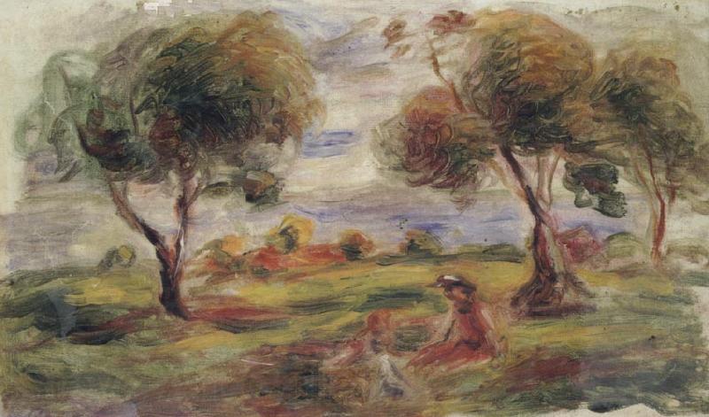 Pierre Renoir Landscape with Figures at Cagnes